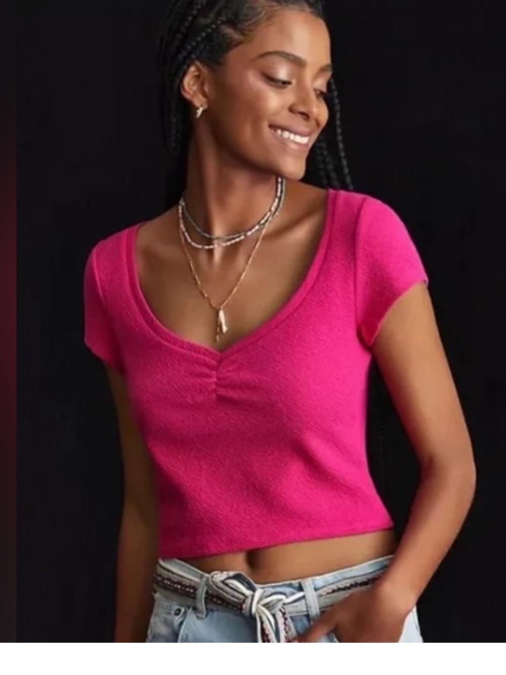 Anthropologie Women’s XL Pink Crop T-Shirt.
